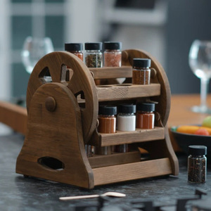 Porta Spezie Decorativo in Legno Fatto a Mano, Stile <span class=keywords><strong>Nautico</strong></span>, Autoportante per Cucina Rustica, Regalo di Natale Ecologico, Lucidato - Product Image 4