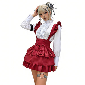 Robe Lolita Mécanique Cyberpunk Style Gothique Costume Cosplay Jupe Volantée Rouge et Blanche Jeu de Rôle Anime Printemps 2025 - Product Image 1