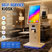 Kiosque de paiement et de télémédecine sur pied, personnalisé en usine, 21,5 à 32 pouces, pour intérieur, avec SDK intégré et paiement automatique en espèces