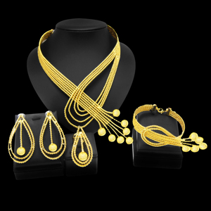 Yulaili Dernières tendances en matière de bijoux Bijoux pour femmes Bijoux de Noël Dubaï 24 carats Prix bas Style brésilien <span class=keywords><strong>Collier</strong></span> en or pur - Product Image 3