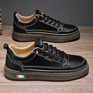 Zapatillas de Piel Auténtica con Cordones, Modernas y Versátiles, Cómodas y Duraderas, Antideslizantes para Hombre, Primavera/Verano-Otoño - Product Image 6
