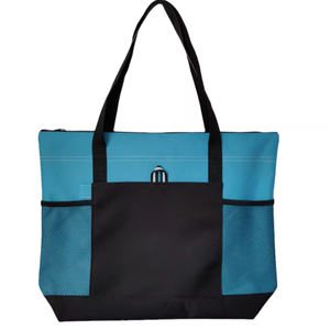 Bolsa de tela Oxford de gran venta con cremallera, bolsa de mano personalizada para mujer con logo impreso personalizado, bolsa de compras. - Product Image 6