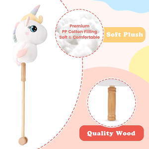 Jouets en peluche <span class=keywords><strong>licorne</strong></span> <span class=keywords><strong>de</strong></span> haute qualité, cheval à bâton arc-en-ciel avec peluche douce et roues en bois pour le jeu d'imitation et <span class=keywords><strong>la</strong></span> créativité - Product Image 2