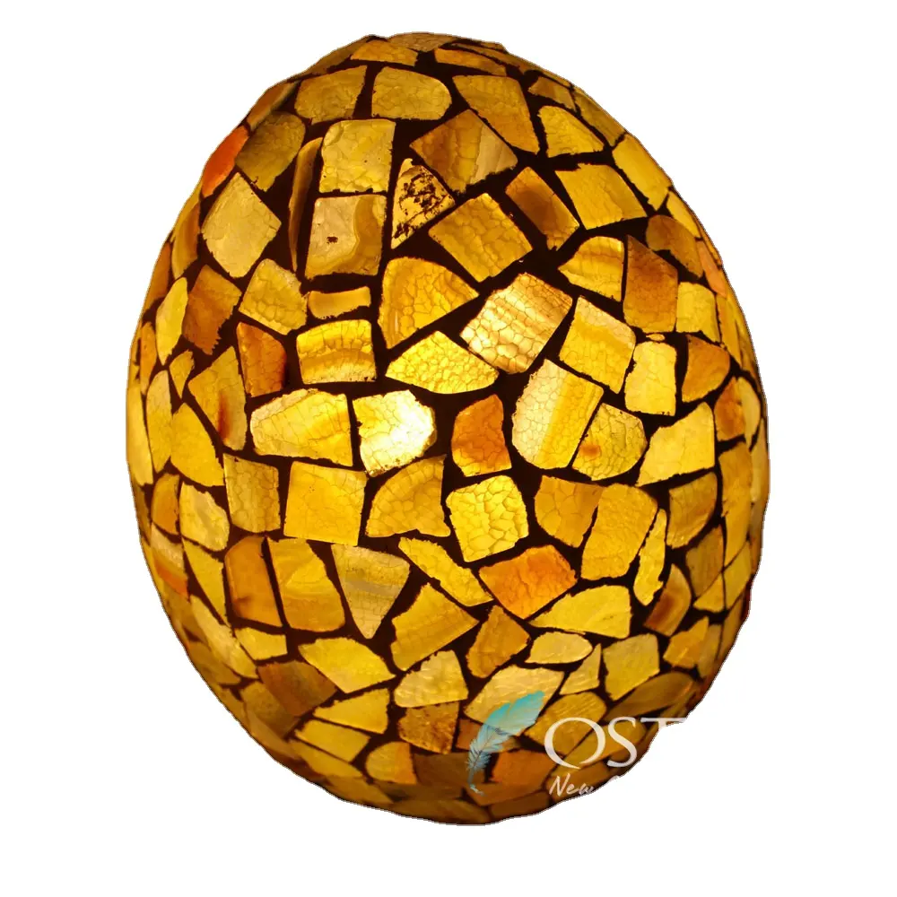 Lâmpada de vidro de mosaico amarelo barato em forma de ovo, popular