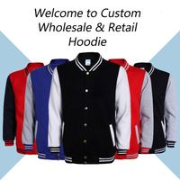 Blouson de baseball personnalisé pour homme, broderie et sublimation, en polaire vierge, style mode, vente en gros