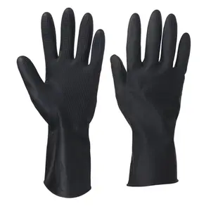 Thailand Imported Black Brown Rubber Gloves Anti-slip Beauty Salon Hair Salon for Barber Shop Industrial Long Sleeve Gloves