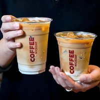 Gobelet en plastique PET personnalisé avec logo, 98 gobelets, transparent, réutilisable, à emporter, pour fête, café, jus, boisson, gobelet jetable en PET avec couvercle