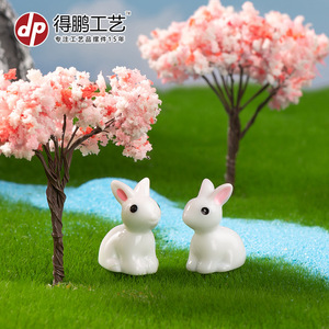 รูปปั้นกระต่ายเรซิ่น Dp Craft สีขาวเงา สำหรับตกแต่งสวนในร่มและกลางแจ้ง - Product Image 3