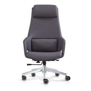 Silla de cuero para Jefe Ejecutivo, muebles de oficina de gerente comercial negro de cuero con respaldo alto moderno - Product Image 4