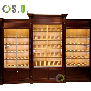 Humidor para Cigarros con Acabado en Cerezo Personalizado, <span class=keywords><strong>Vitrina</strong></span> con Cajones <span class=keywords><strong>de</strong></span> Madera <span class=keywords><strong>de</strong></span> <span class=keywords><strong>Cedro</strong></span> Español para Tienda <span class=keywords><strong>de</strong></span> Cigarrillos - Product Image 1