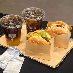 Customized Printed Your Own Logo <b>Biodegradable</b> Eco-Friendly Food Grade Burger Packaging Bag Kraft Brown <b>Paper</b> Pouch Bag - Product Image 3