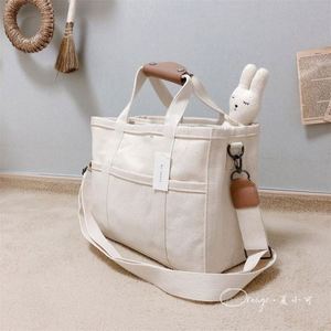 Sac en toile de coton épaisse, style populaire, sac fourre-tout à bandoulière avec poche - Product Image 6