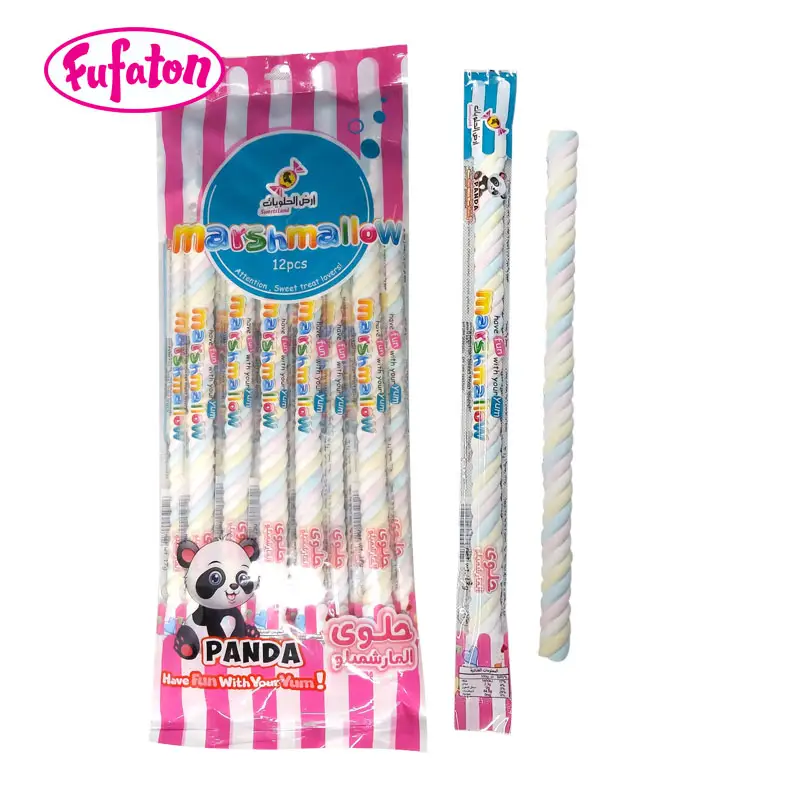 Fruit flavored colorful long twist marshmallow candy