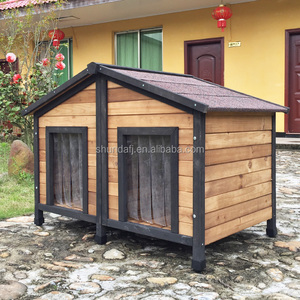 บ้านสุนัขไม้ SDD012 กันน้ำ สำหรับกลางแจ้ง มี 2 ประตู สำหรับสุนัขพันธุ์ใหญ่ ใช้ได้ทุกฤดู - Product Image 3