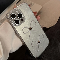 Coque de téléphone transparente scintillante avec nœud perlé et étoiles pour iPhone 18 Pro 17 16 15 14 13 12 11 Pro Max Plus, en silicone souple
