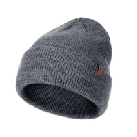 Bonnet tricoté classique personnalisé avec revers élastique, chaud pour l'hiver, unisexe, pour enfants, usage quotidien décontracté, avec petite étiquette en cuir