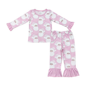 Petite fille Boutique ensemble de vêtements décontractés noël père noël imprimer automne tenues pour enfants tout-petits en gros enfant soeur ensemble - Product Image 1