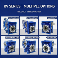 Reduktor Gigi Cacing Turbin Presisi Nmrv Sasis Paduan Aluminium Tembaga Pemasangan Vertikal RV30 40 50 63 75 90 110