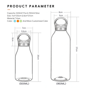 Everich <span class=keywords><strong>500Ml</strong></span> 950Ml BPA Cấp Thực Phẩm Miễn Phí Màu Xanh Lá Cây Chai Nước Bằng Nhựa BPA Miễn Phí Tritan Nhựa Uống Chai - Product Image 2