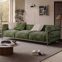 Vente directe d'usine : Canapé trois places en chenille de style français vintage, design inspiré Bauhaus pour salon
