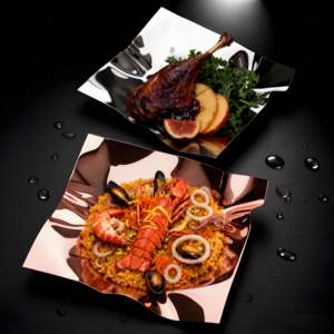 จานผลไม้สแตนเลสสตีลคุณภาพสูงสไตล์ยุโรปทันสมัย ลายคลื่นสร้างสรรค์ สำหรับโต๊ะกาแฟ ใช้ในห้องนั่งเล่น ใช้แล้วทิ้งได้ - Product Image 1