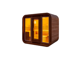 Sauna finlandais familial extérieur électrique en bois massif, sauna vapeur moderne, capacité 2 personnes, sauna en forme de baril écologique