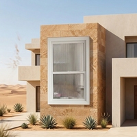 Fenêtre coulissante verticale de style américain, de haute qualité, personnalisée, avec cadre en alliage d'aluminium moderne, rail inférieur suspendu, en acier inoxydable résistant à la chaleur