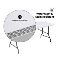 Table pliante en plastique blanc robuste de 6 pieds, pliable en deux, portable pour pique-niques et événements en plein air