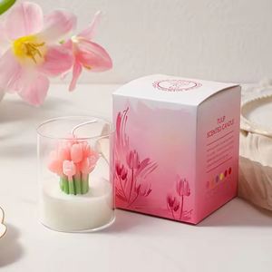 Bouquet de tulipes fait main en forme de fleur, bougies en cire de soja écologiques parfumées personnalisées pour la fête des pères, mariage, décoration de la maison, nouveauté - Product Image 3