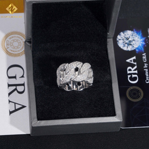 ZUANFA JEWELRY 3 Rows Stone <b>Moon</b> Shape Moissanite Hip Hop 925 Silver Rhodium Plated Pave Setting Jewelry Man Band Cuban <b>Ring</b> - Product Image 4