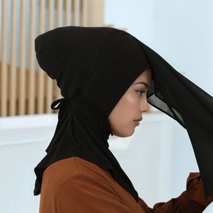 <span class=keywords><strong>Voile</strong></span> long pour femme, Hijab <span class=keywords><strong>islamique</strong></span>, <span class=keywords><strong>Bonnet</strong></span> foulard, Nouveauté sous-hijab instantané en mousseline avec sangles, <span class=keywords><strong>Bonnet</strong></span> en jersey - Product Image 2