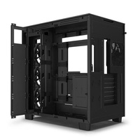 Boîtier d'ordinateur de jeu NZ H9 Flow Black Mid Tower ATX avec 4 ventilateurs, ports USB avant, construction en acier, en stock