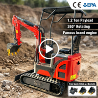 Excavatrice compacte 1,2T à vendre avec vanne de commande multifonction, mouvement hydraulique stable pour des travaux de terrassement précis