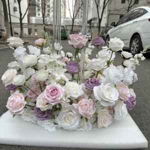 Centro de Mesa de Flores Artificiales GreenLife, 60 cm, Morado, Rosa y Blanco, el Más Vendido, para Decoración de Mesa de Boda y Banquete - Product Image 1