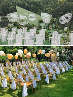 Selubung Kursi Tulle Jala Putih Bermotif Bambu, Tirai Kain Kasa untuk Dekorasi Sandaran Kursi Pernikahan Luar Ruangan