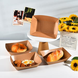 Plateau de service en papier kraft écologique avec logo personnalisé boîtes en forme de bateau pour aliments à emporter plateau en papier alimentaire - Product Image 6