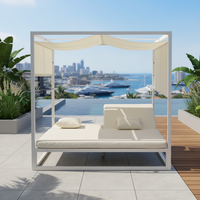 Chaise longue de piscine moderne en aluminium blanc résistante aux UV pour usage extérieur en parc et villa, en stock
