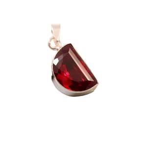 Colgante Clásico de Media Luna en Plata de Ley 925 Hecho a Mano con Rubí de Mozambique Certificado por Terceros, Atractivo para Mujer, Chapado en Oro de 14K - Product Image 6