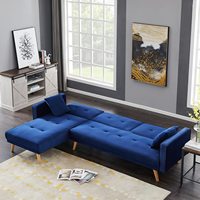 Sofá Seccional en Forma de L con Tapicería de Terciopelo, Armazón de Madera, Sofá de Esquina con Espuma de Alta Densidad para Sala de Estar con Chaise Longue, Precio de Fábrica