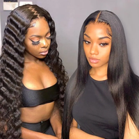 Perruque frontale en dentelle HD 13x6 en gros, cheveux humains indiens vierges bouclés profonds, sans colle, pré-épilée, ligne de cheveux naturelle pour femmes noires