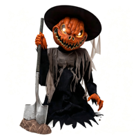 Décoration d'Halloween extérieure : Épouvantail citrouille pop-up à détection de mouvement pour aménagement de fête dans la cour
