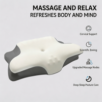 Bantal Leher Ergonomis OEM Model Kupu-kupu, Busa Memori Kontur untuk Tidur Menyamping dan Telentang, Grosir Kustom