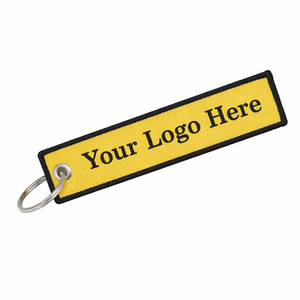 Llavero de tela personalizado con logo de letra, diseño a medida, slogan de advertencia, doble cara, colorido, tejido, suministro global - Product Image 1