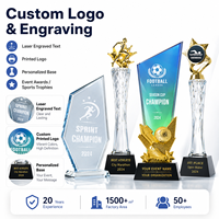 Trofeo de Cristal Moderno, Portátil y Ecológico, con Impresión Tipográfica y Grabado de Sombra Colorido
