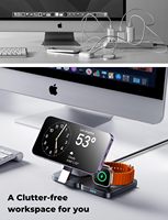 Support de charge sans fil LISEN Qi2 3-en-1 avec design pliable compact à 180 degrés pour iPhone 17 16 15 – Station de charge multi-appareils