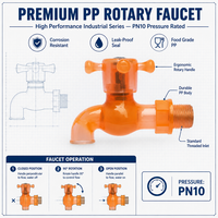 Robinet à poignée croisée en PVC transparent orange de Chine, Robinet de puisage en plastique pour l'irrigation, l'agriculture domestique et l'aquaculture, Vente en gros OEM