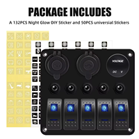 Panneau de commutation à bascule marin 5 interrupteurs, double prise USB, voltmètre, protection contre les surcharges, 12V 24V, étanche pour bateau et voiture