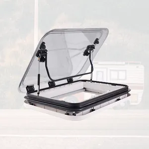 MAYGOOD RV Accessoires lucarne de caravane avec lumière LED Filet anti-insectes résistant aux UV Double lucarne en acrylique