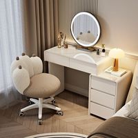 Nouvelle coiffeuse en bois massif pour petits appartements, style crème moderne, miroir éclairé pour chambre à coucher, hôtel, application maquillage