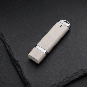แฟลชไดรฟ์ USB ทำจากฟางข้าวสาลีรักษ์โลก พร้อมห่วงโลหะ USB 2.0 ความจุ 16GB 32GB 64GB รับสกรีนโลโก้ ของขวัญ - Product Image 2